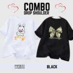 2  Pcs Combo Lovely Drop shoulder T-shirt for Women