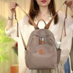 2025 New Hot Women's Backpacks Designer High Quality Soft Nylon Simple Fashion Bag(khaki) - Image 3