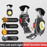3 Gear Mini Rechargeable Flashlight Pocket Keychain Torch Cigarette Lighter COB Light With Screwdriver Wrench Tactical Lantern - Image 3