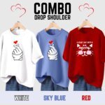 3 Pcs Combo Lovely Drop shoulder T-shirt for Women