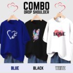 3 Pcs Combo Lovely Drop shoulder T-shirt for Women