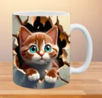 3D Cat Hole In A Wall Design Mug - Image 2
