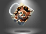 3D Cat Hole In A Wall Design Mug - Image 3