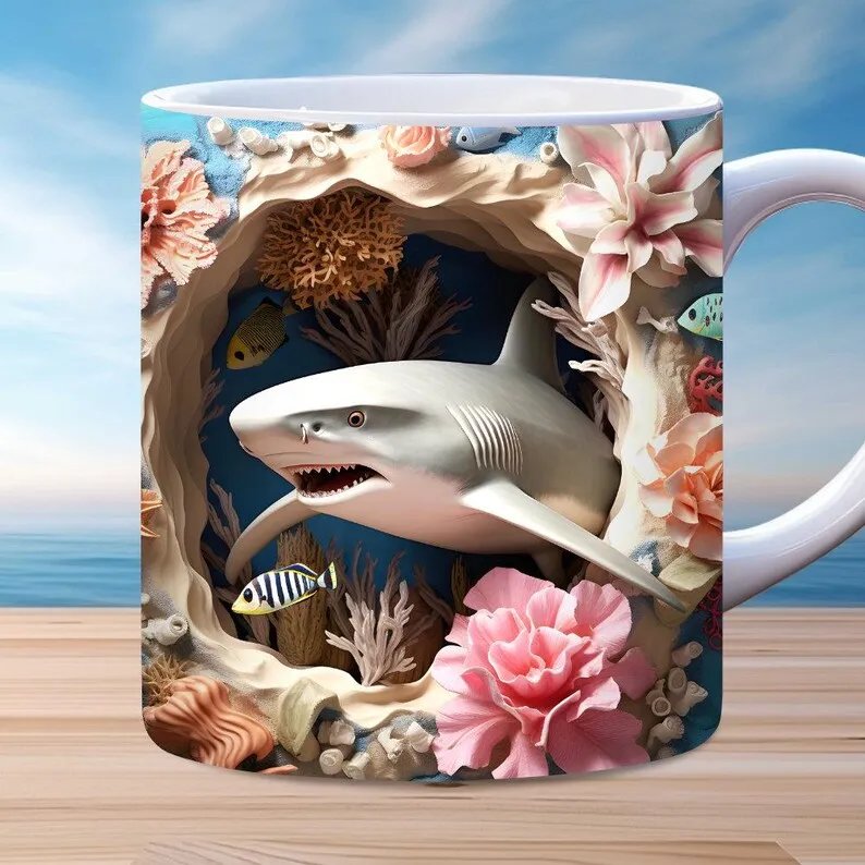 3D-Fish-In-Water-Design-Mug-9 3D Fish In Water Design Mug - Image 1