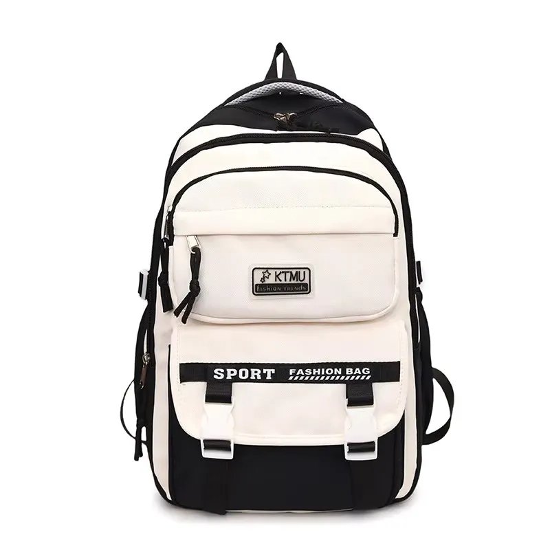 Academy-Style-School-Bag-Book-Bag-Lightweight-College-Student-BackpackBlack Academy Style School Bag Book Bag Lightweight College Student Backpack(Black) - Image 1