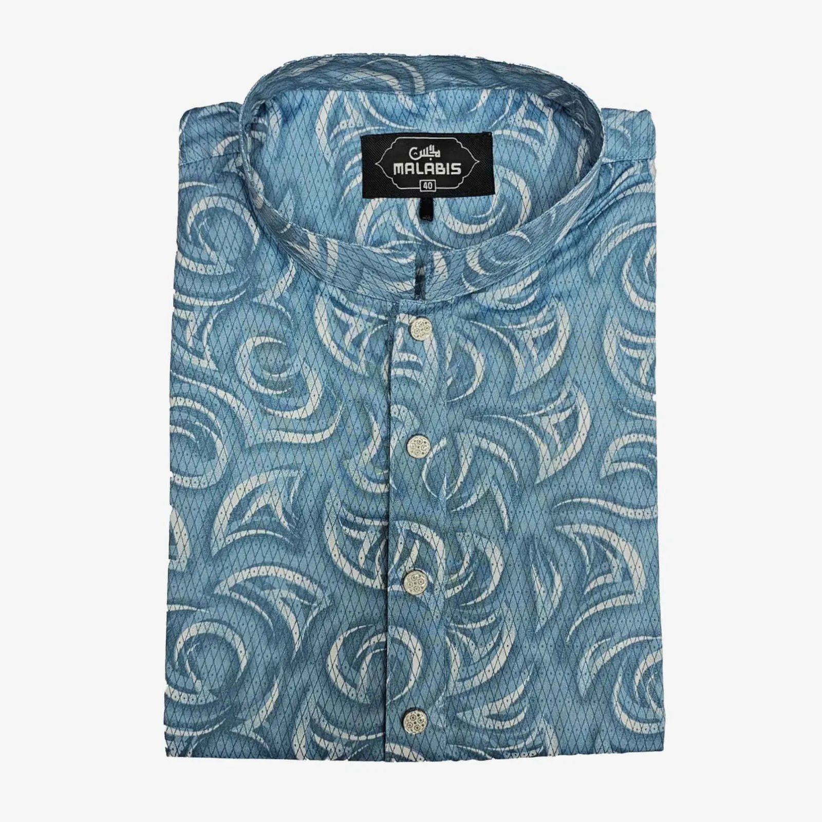 All-over-Print-Cotton-Panjabi-Sky-Blue All over Print Cotton Panjabi (Sky Blue) - Image 1