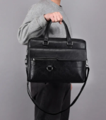 Amsburg Laptop Leather Bag(Black) - Image 3
