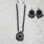 Antique Oxidized Necklace & Earrings Set – (Multiple Colors Available) - Image 3