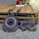 Antique Oxidized Necklace & Earrings Set – (Multiple Colors Available) - Image 15