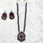 Antique Oxidized Necklace & Earrings Set – (Multiple Colors Available) - Image 16
