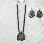 Antique Oxidized Necklace & Earrings Set – (Multiple Colors Available) - Image 4