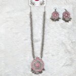 Antique Oxidized Necklace & Earrings Set – (Multiple Colors Available) - Image 5