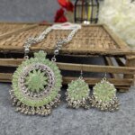 Antique Oxidized Necklace & Earrings Set – (Multiple Colors Available) - Image 8
