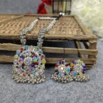 Antique Oxidized Necklace & Earrings Set – (Multiple Colors Available) - Image 10