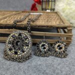 Antique Oxidized Necklace & Earrings Set – (Multiple Colors Available) - Image 11