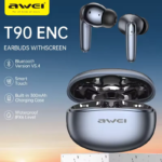 Awei T90 2 in 1 ENC Wireless Bluetooth Earbuds With Mic Noise Reduction Headphones
