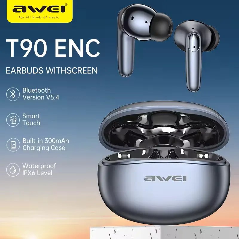 Awei-T90-2-in-1-ENC-Wireless-Bluetooth-Earbuds-With-Mic-Noise-Reduction-Headphones-1 Awei T90 2 in 1 ENC Wireless Bluetooth Earbuds With Mic Noise Reduction Headphones - Image 1