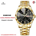 BINBOND 2521 Luxury Brand Luminous Quartz Watch For Men (golden black) - Image 6