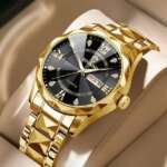 BINBOND 2521 Luxury Brand Luminous Quartz Watch For Men (golden black) - Image 3