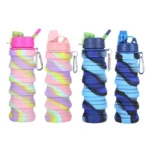 BZY Foldable Drinking Water Bottle Leakproof Fold Silicone Water Bottles Cup With Straw Outdoor Hiking Camping 500ml { Multi Color } - Image 4