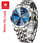 Butter Fly Lock OLEVS 9931G New Exclusive Design Quartz Watch for Men (Blue)
