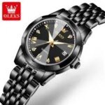 Butter Fly Lock OLEVS 9931G New Exclusive Design Quartz Watch for Men Full Black - Image 3