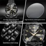 Butter Fly Lock OLEVS 9931G New Exclusive Design Quartz Watch for Men Full Black - Image 4