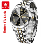 Butter Fly Lock OLEVS 9931G New Exclusive Design Quartz Watch for Men black Dail