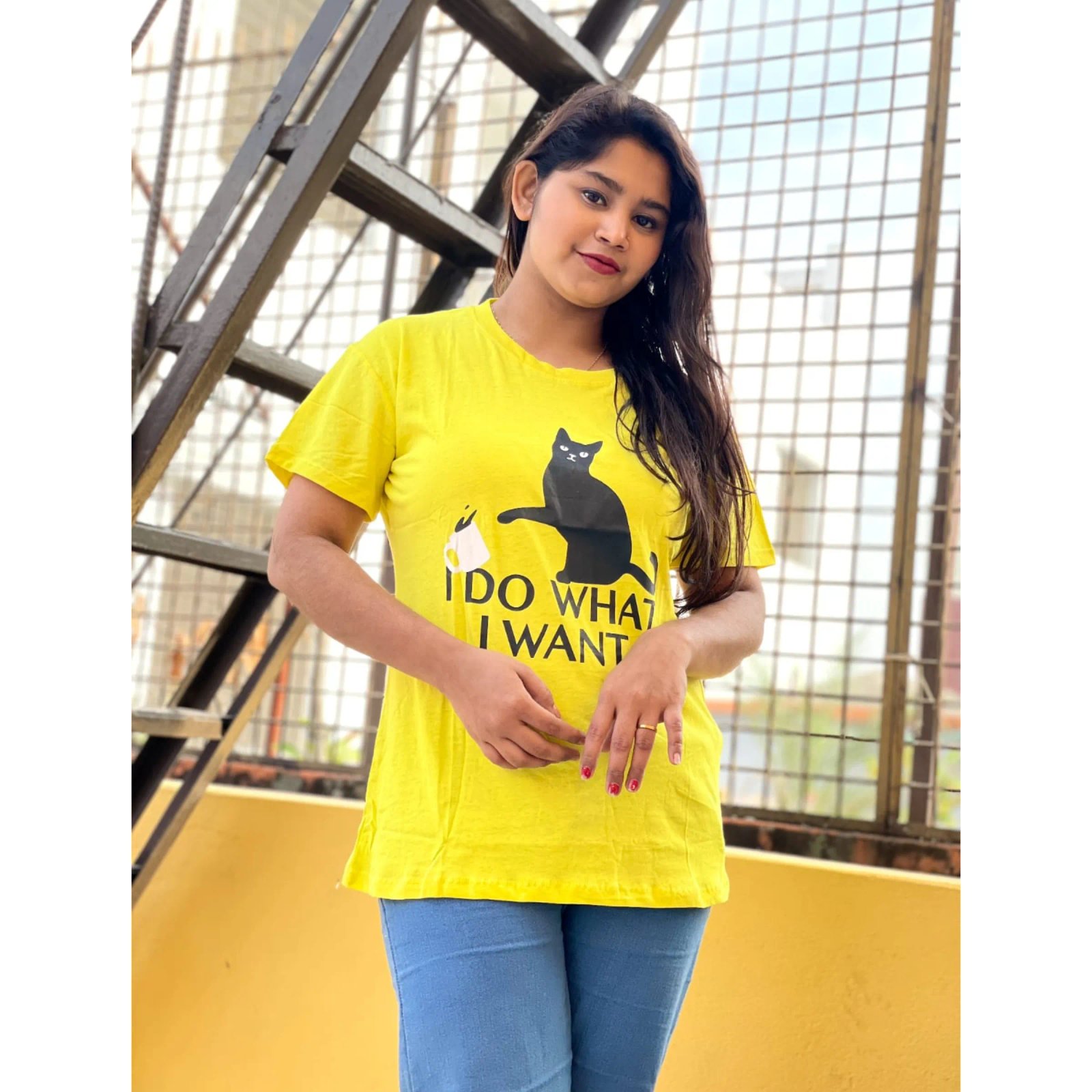 DTF-Printed-ladies-T-shirt-Half-Sleeve-Plain-Regular-Fit-Ladies-T-Shirt-for-Women-Girls-14 DTF Printed ladies T shirt | Half Sleeve Plain | Regular Fit Ladies T Shirt for Women & Girls | - Image 1