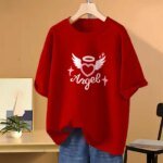 Drop shoulder T-shirt for Women (Red) - Image 2