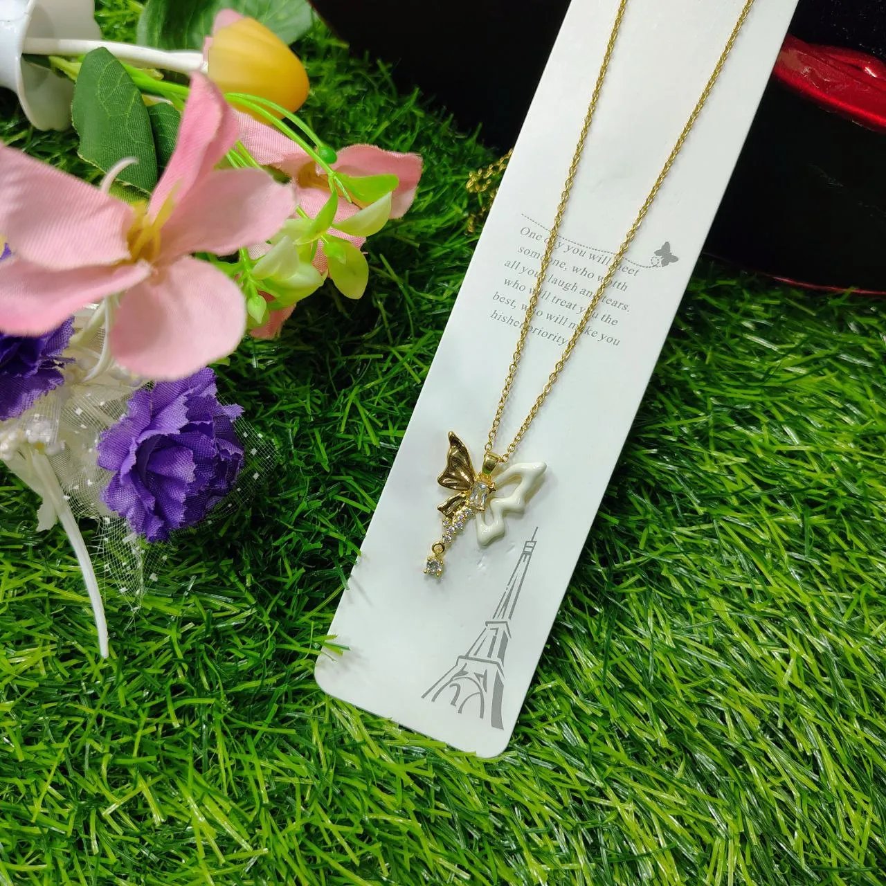 Fantasy-Colorful-Acrylic-Butterfly-Pendant-Necklace-For-Womens Fantasy Colorful Acrylic Butterfly Pendant Necklace For Womens - Image 1