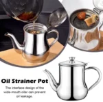 Filter Cooking Oil Pot Kitchen Large Capacity 410ml Stainless Steel Oil Strainer Pot Container Jug Storage Can - Image 2