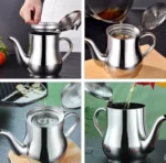 Filter Cooking Oil Pot Kitchen Large Capacity 410ml Stainless Steel Oil Strainer Pot Container Jug Storage Can - Image 5