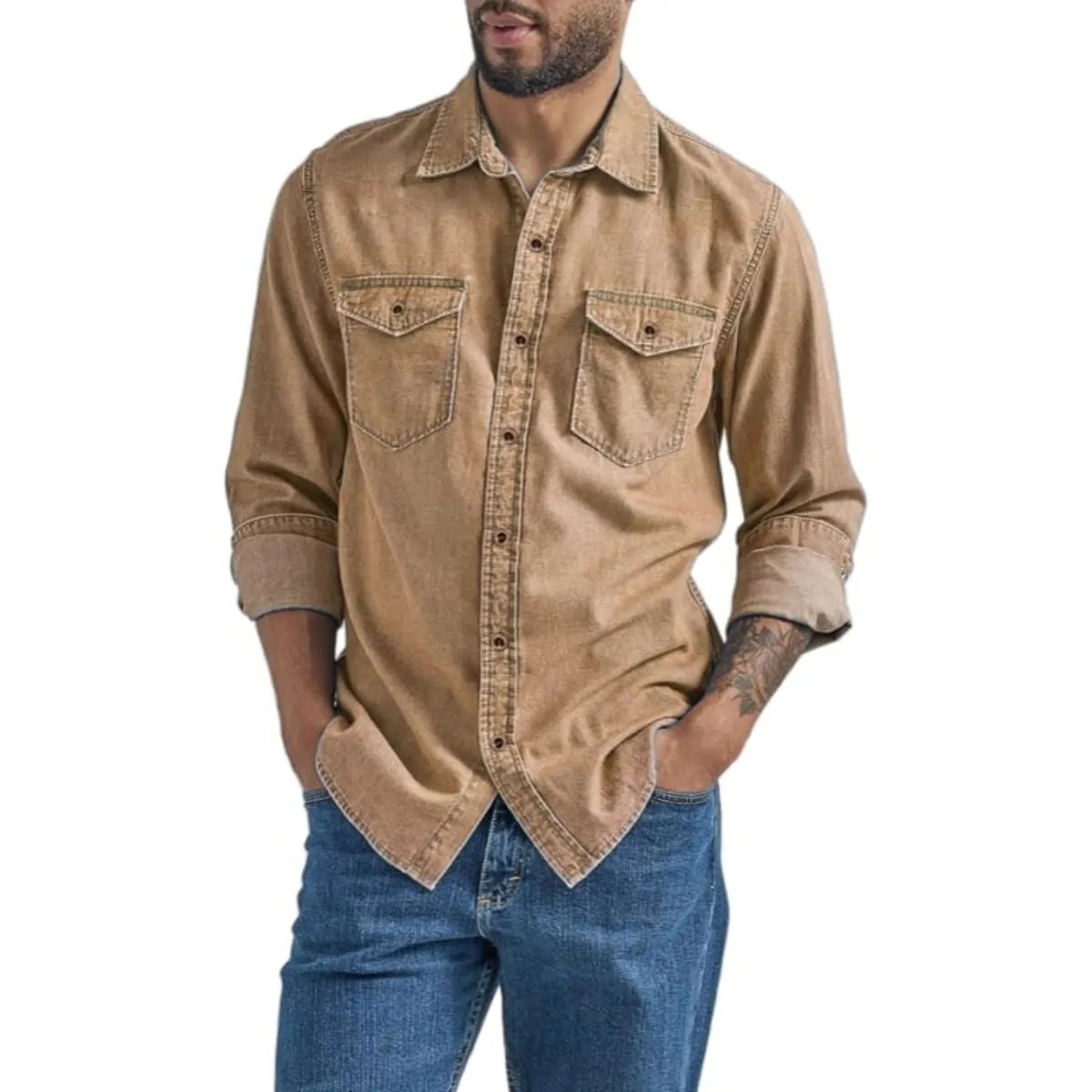 Full-sleeves-denim-washed-Shirt-1 Full sleeves denim washed Shirt - Image 1