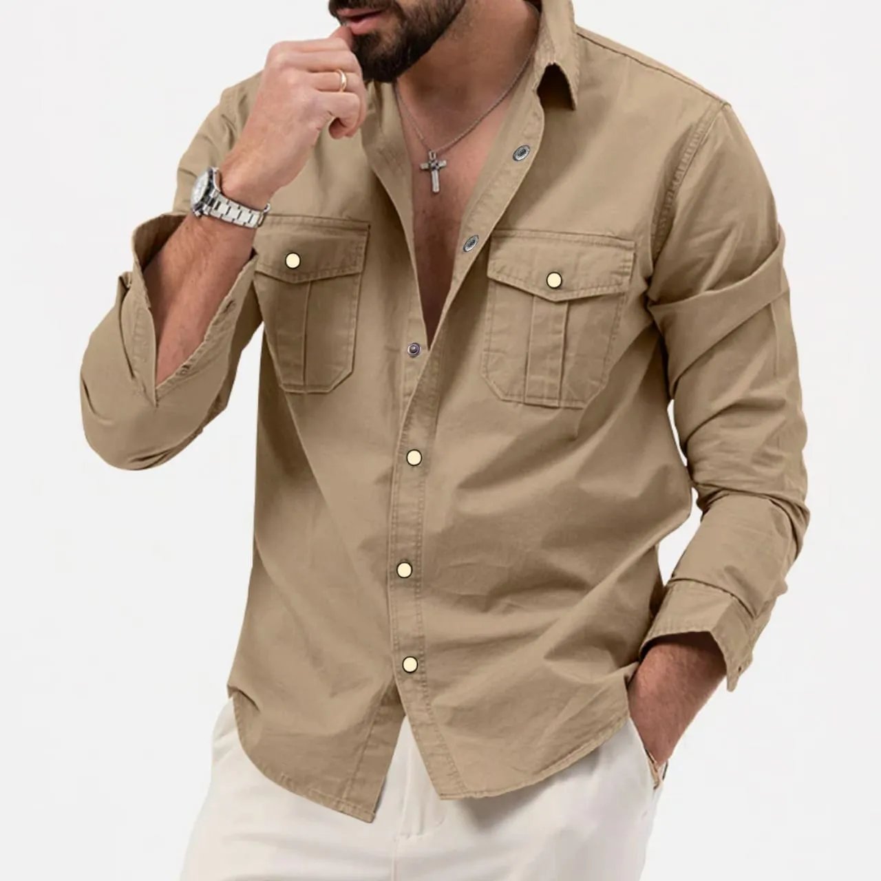 Full-sleeves-double-pocket-Shirt-11 Full sleeves double pocket Shirt - Image 1