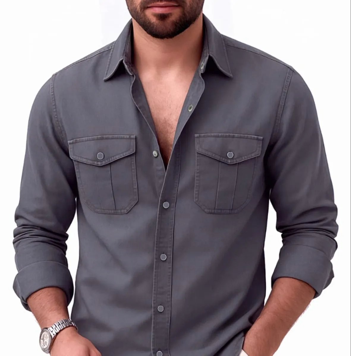 Full-sleeves-double-pocket-Shirt-12 Full sleeves double pocket Shirt - Image 1