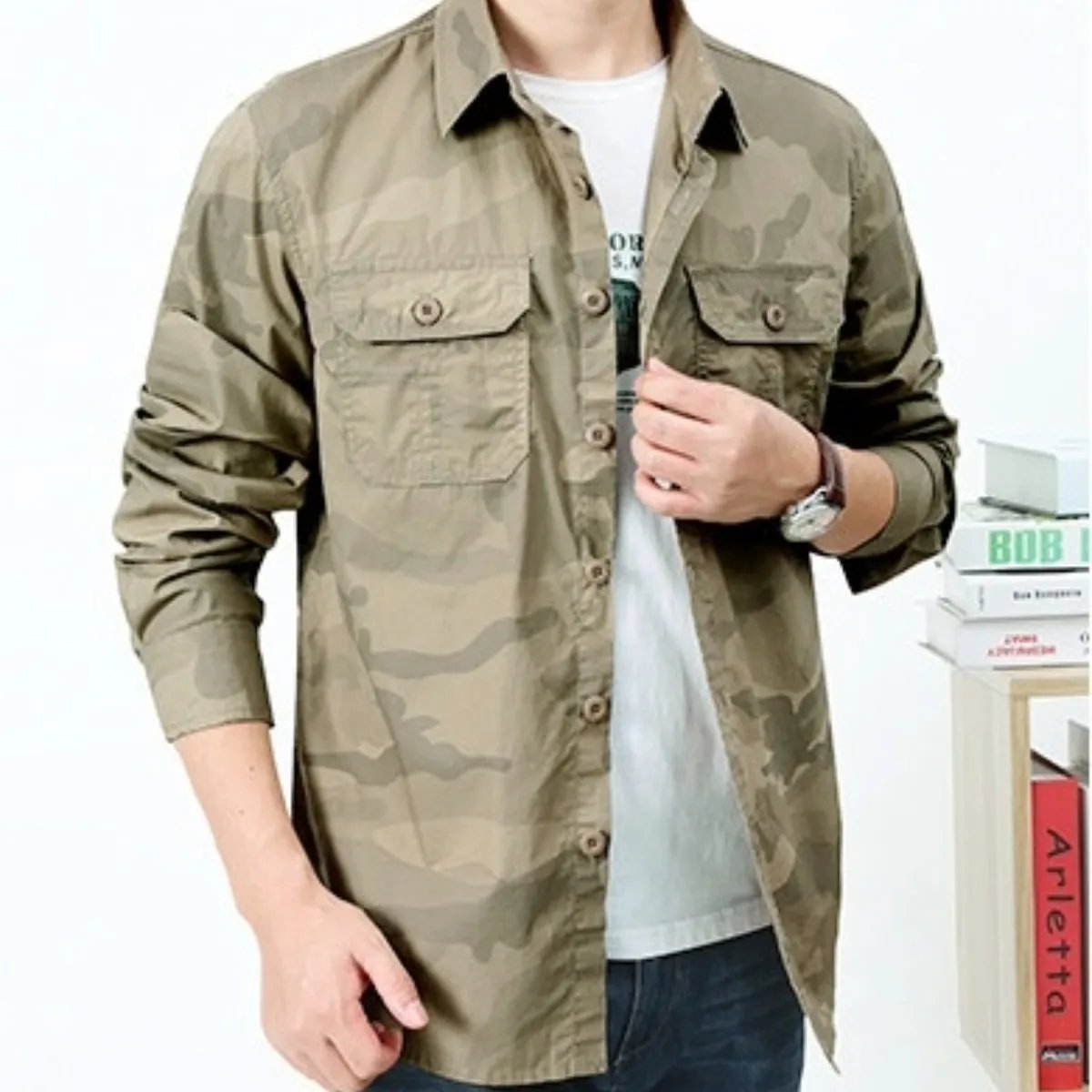 Full-sleeves-double-pocket-kemo-printed-Shirt Full sleeves double pocket kemo printed Shirt - Image 1