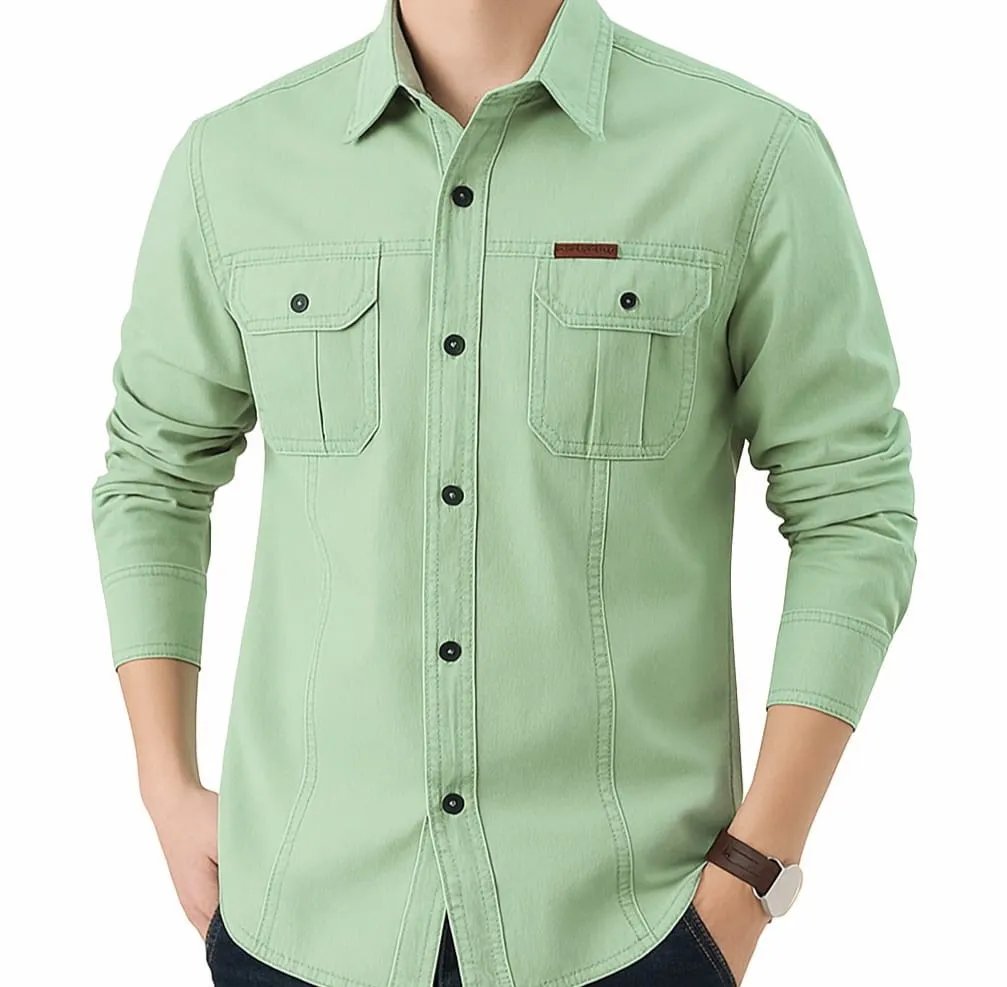 Full-sleeves-double-pocket-panel-Shirt-2 Full sleeves double pocket panel Shirt - Image 1