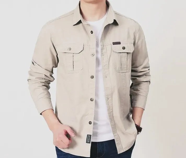 Full-sleeves-double-pocket-panel-Shirt-4 Full sleeves double pocket panel Shirt - Image 1