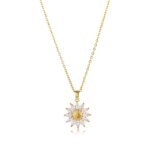 Golden Vermiculite To Sunflower Pendant Personalized Titanium Steel Necklace Women Fresh Trend Fashion Jewelry - Image 3