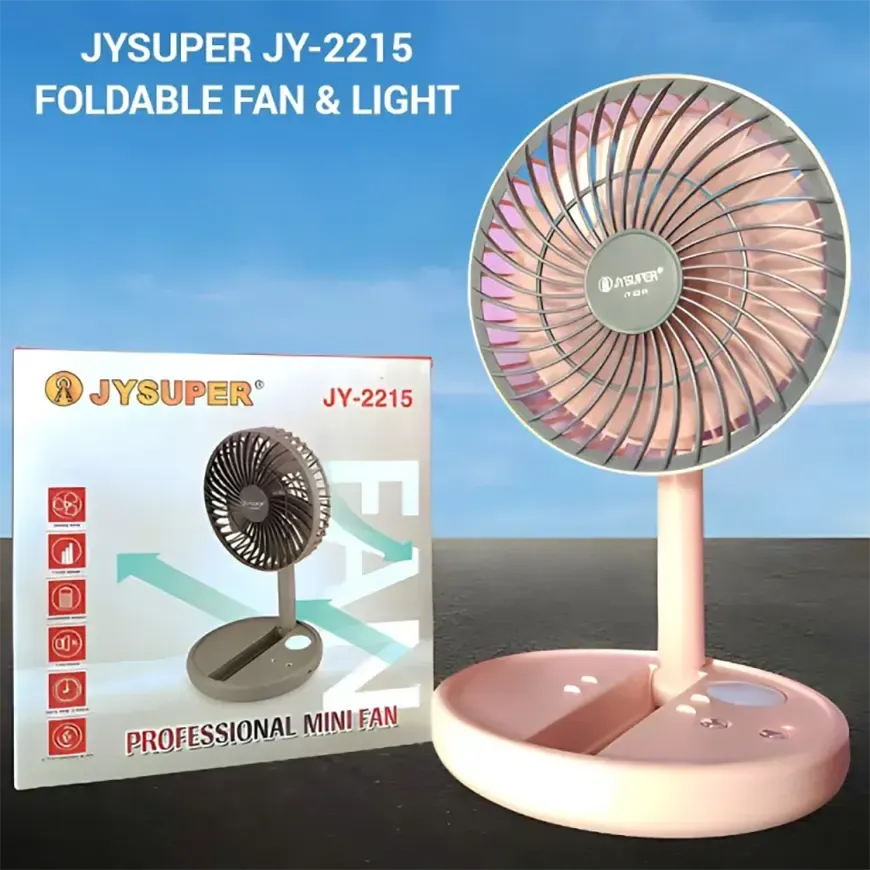JY-2215-JYSUPER-Professional-Rechargeable-Fan-With-LED-Light-1 JY-2215 JYSUPER Professional Rechargeable Fan With LED Light - Image 1