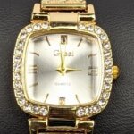 Luxury Golden Stone Studded Ladies Quartz Watch – Stylish & Elegant Design (White Dial) - Image 3