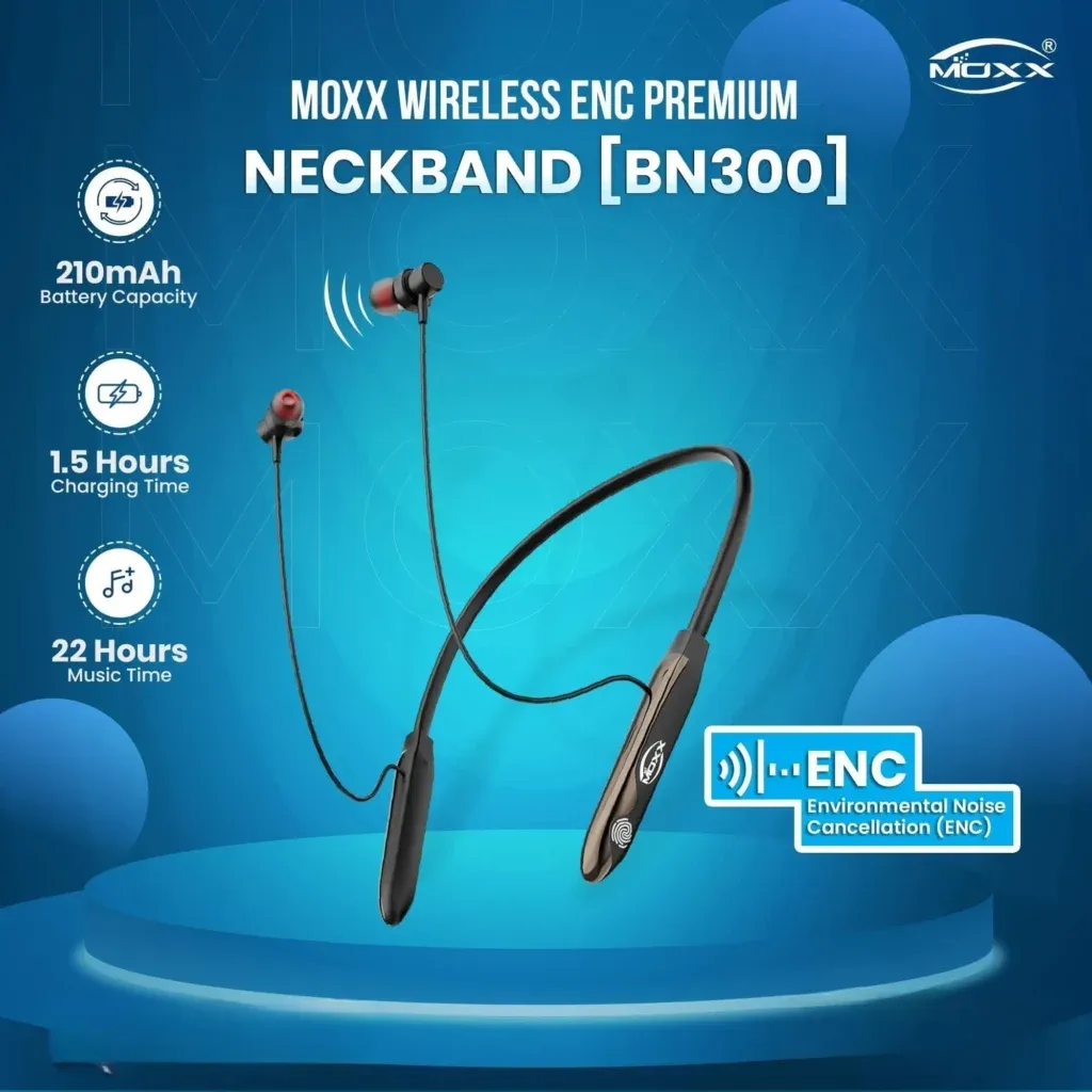 MOXX-BN‑300-ENC-Premium-Wireless-Neckband-1 MOXX BN‑300 ENC Premium Wireless Neckband - Image 1
