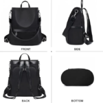 New Design Women Backpack Nylon Waterproof Anti-Theft Travel Bagpack(black) - Image 6