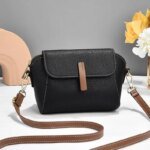 New Pu Leather Single Shoulder Niche Light Luxury Women's Bag(Black)