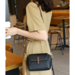 New Pu Leather Single Shoulder Niche Light Luxury Women's Bag(Black) - Image 4