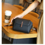 New Pu Leather Single Shoulder Niche Light Luxury Women's Bag(Black) - Image 3