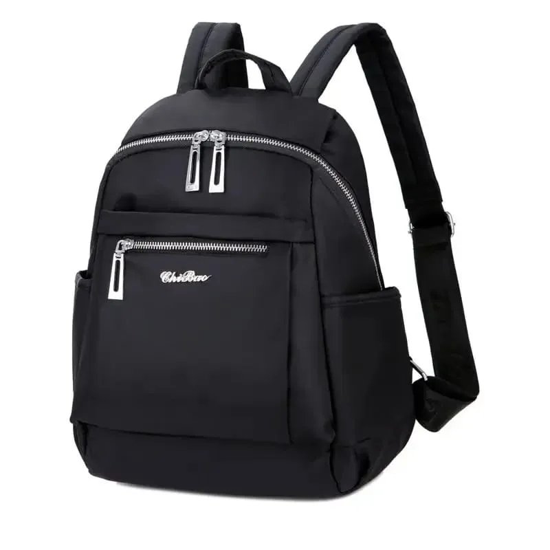 Nylon-Backpack-Durable-Waterproof-Casual-Shoulder-Bag-Black-1 Nylon Backpack Durable Waterproof Casual Shoulder Bag (Black) - Image 1