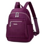 Nylon Backpack Durable Waterproof Casual Shoulder Bag (purple) - Image 2