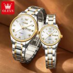 OLEVS 5563 Waterproof Stainless Steel  fashionable Couple watches - Image 2